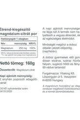 Vitaking Magnesium Citrate powder 160g label showing ingredients, nutrition facts and usage instructions.